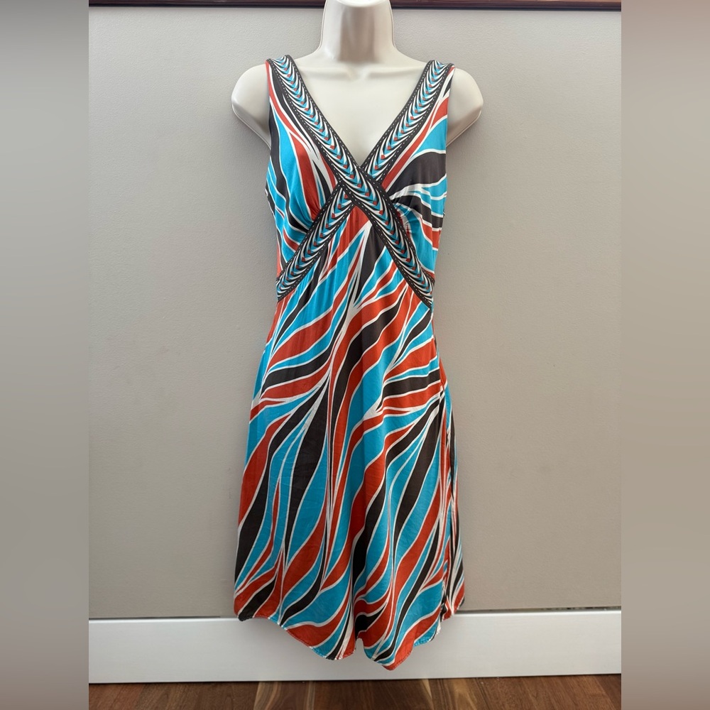 Elie Tahari Multicolor Striped Midi Dress